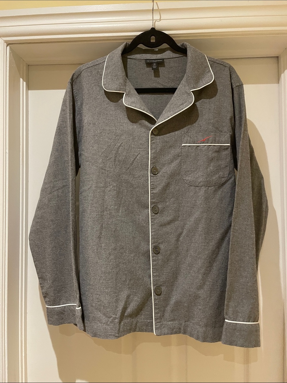 The White Company Grey Cotton Pajama Shirt S Unisex Overshirt Quiet Luxury